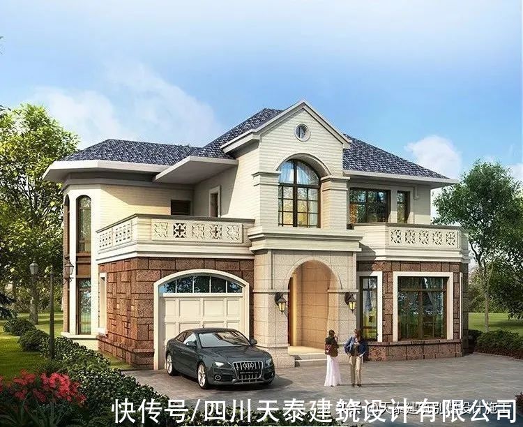 小洋房|四川宜宾30万二层农村小洋房设计 乡村盖别墅图纸带车库露台