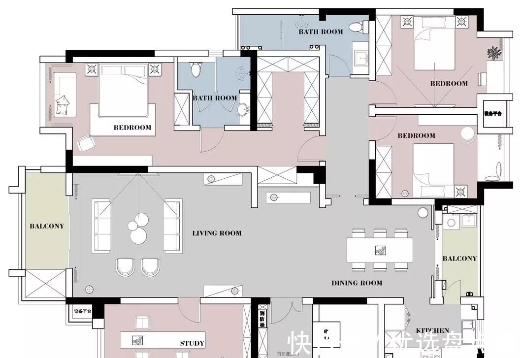 风格|135平户型,法式风格设计,极具时尚和浪漫气息