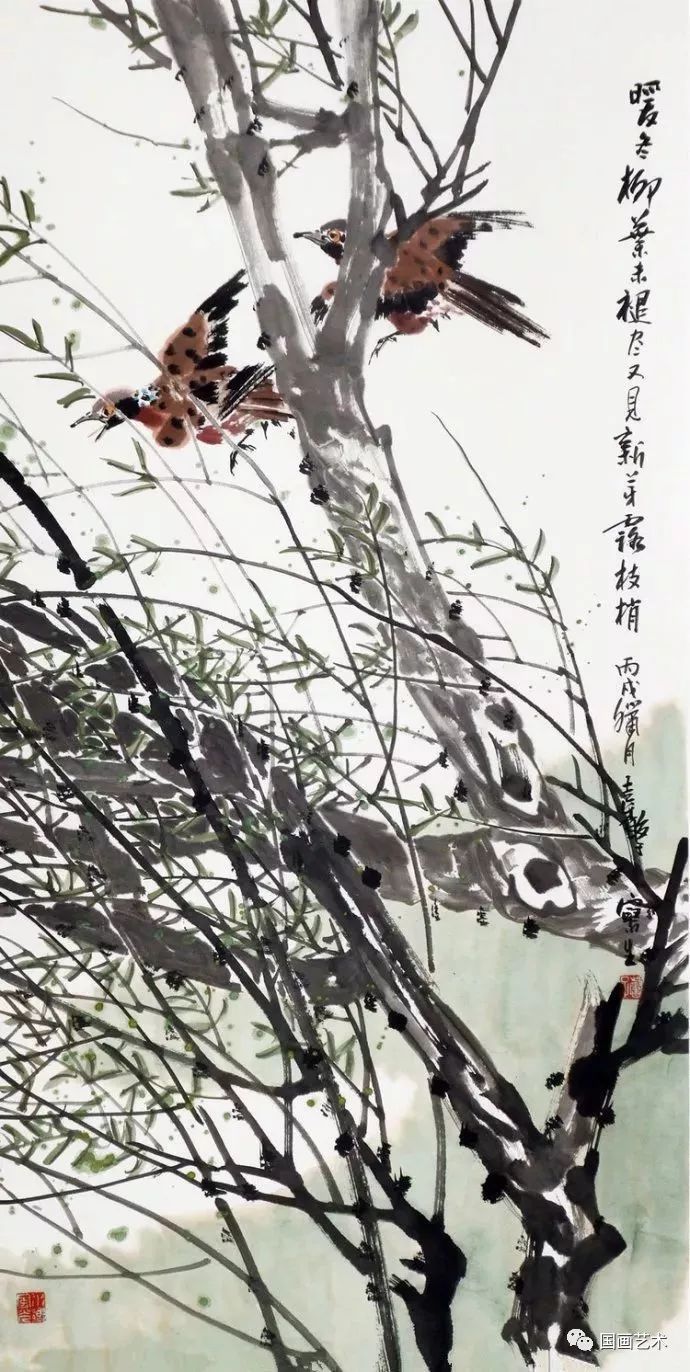 这组花鸟画，如春风拂面，春意盎然