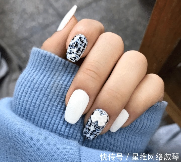 超有名媛范儿的甜美小香风美甲，精致不浮夸，千万别错过