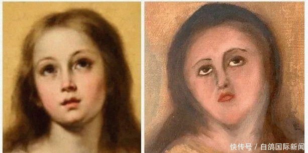 惨遭|画风奇特!西班牙古雕像惨遭遭毁容式修复