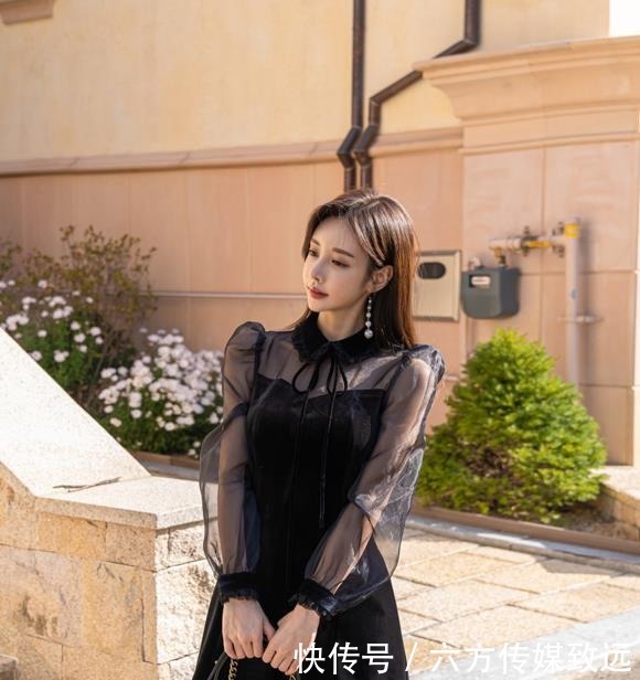 宫廷|孙允珠高清美图:中世纪宫廷纯黑仙女雪纺衣裙!