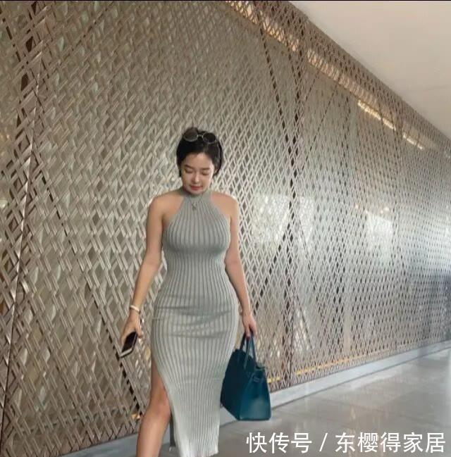 针织裙|美女穿上这种类型的针织裙,我们知道短发的女孩并不简单