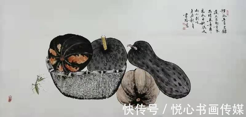 哈密瓜&河南省美协理事,著名瓜果画家史书玲国画作品欣赏