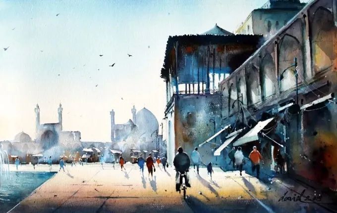 画面!极具美感的蓝绿水彩色调,如此画面,令人爱不舍手