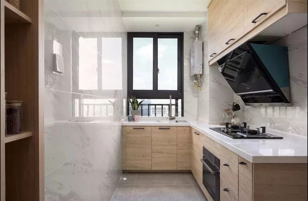 厨房|小厨房别光知道装L型橱柜,贴边打20公分不对称U型柜,更实用!