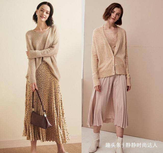 毛衣 秋天长款宽松毛衣搭裙子,女人的温柔感,一下就出来了
