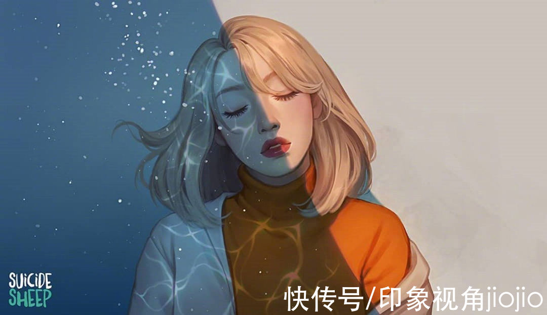 超现实主义|如星辰大海般的梦幻少女插画，高光亮眼的配色太绝了