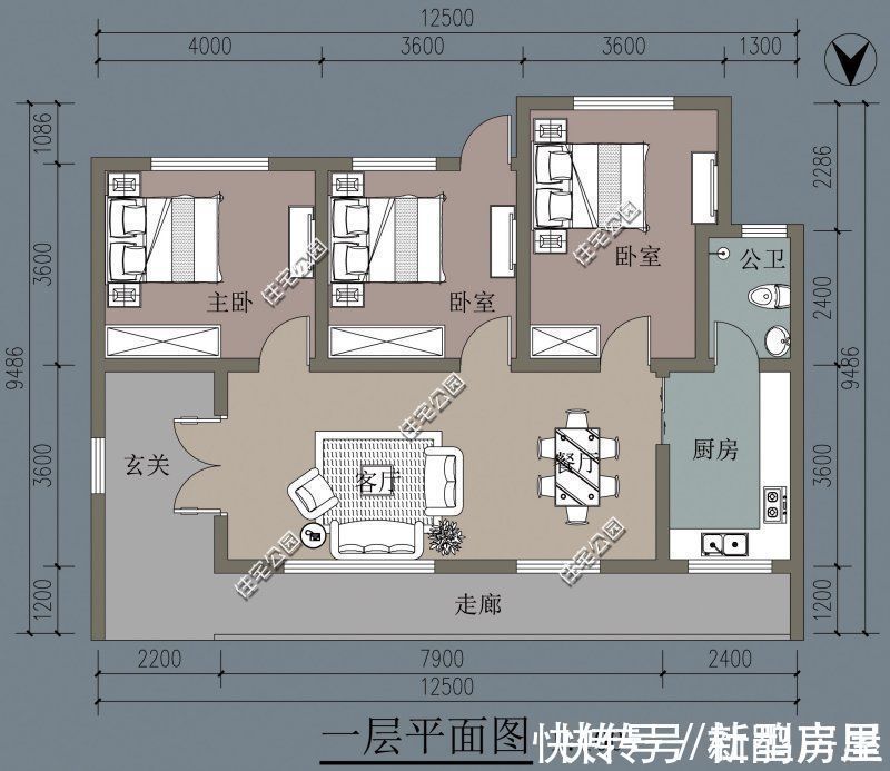 马头墙|别拿一层不当别墅！4套一层户型图纸，农村养老房的最佳选择