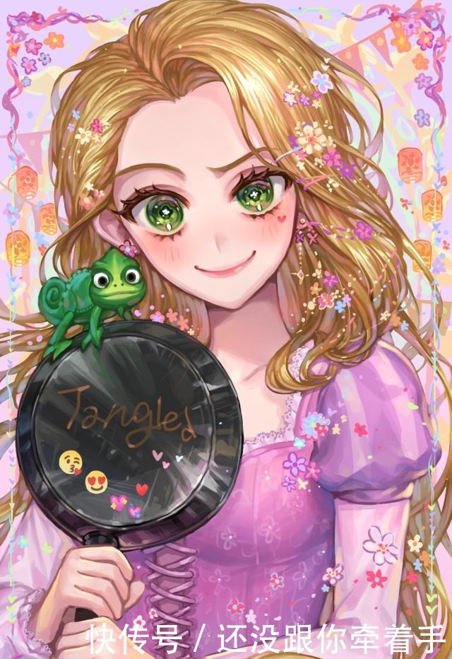 色彩缤纷|迪士尼公主变“日漫女主角”，色彩缤纷很特别，微笑的艾莎最好看