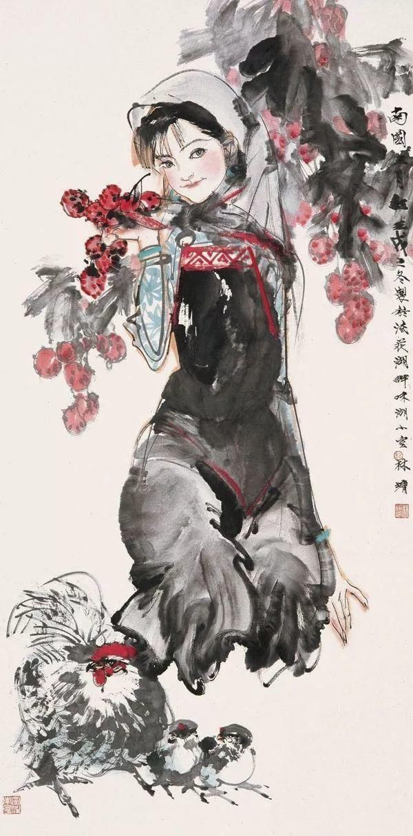 广美教授林墉笔下的女人体国画，俏丽、灵动，勾人魂魄，养眼！