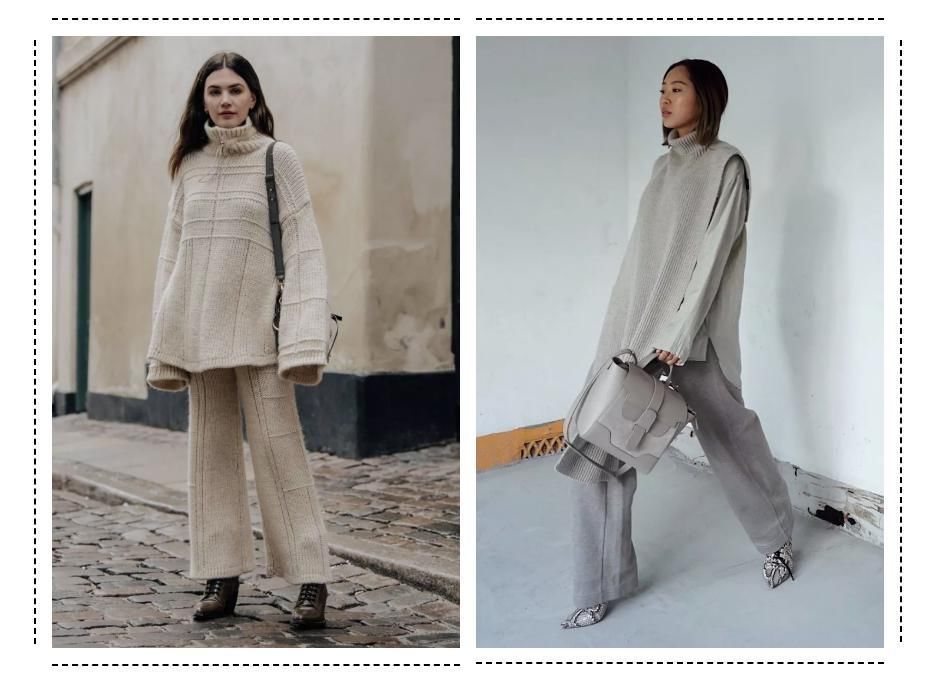 大毛衣+阔腿裤,才是秋冬最慵懒时髦的打开方式