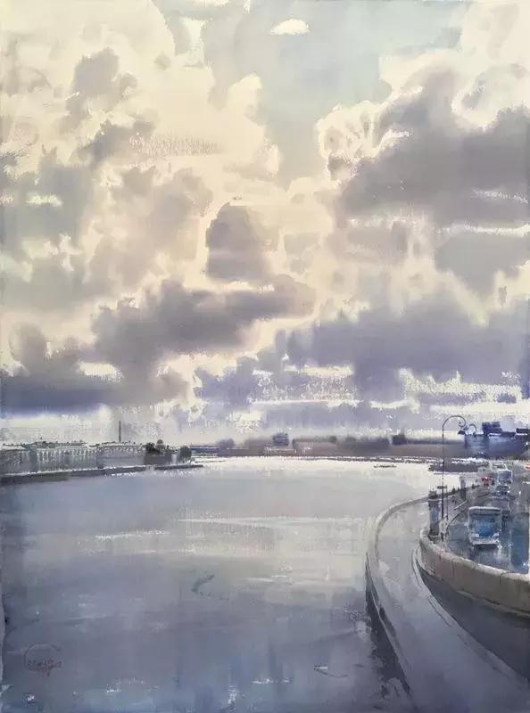 谢尔盖#彩云逐日:谢尔盖笔下的宁静、缥缈,通透与丰富的想象空间