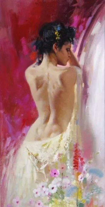 人物#皮诺德埃尼的油画人物，色彩斑斓，动静结合，光彩照人