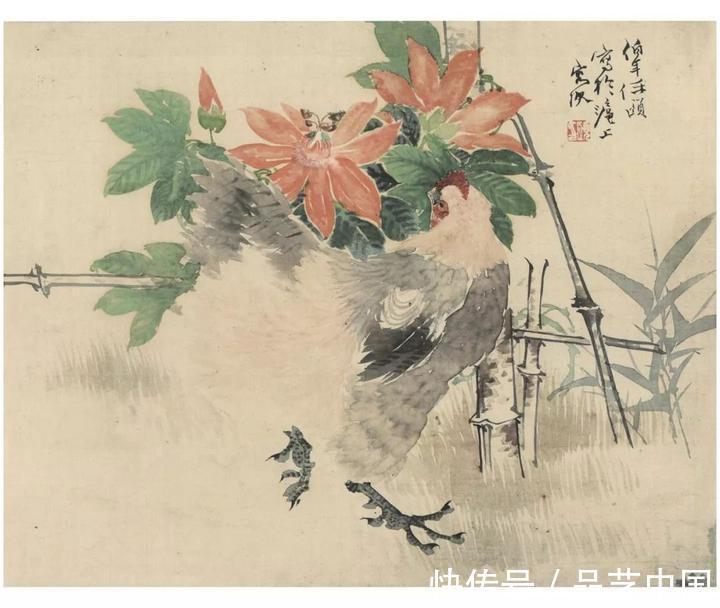 吴昌硕@任伯年的小品,色感十足