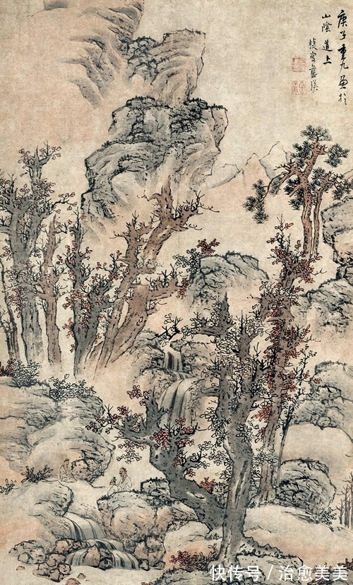 董其昌!苍劲唯美,擅画奇石古树,蓝瑛绘《溪山泉音》