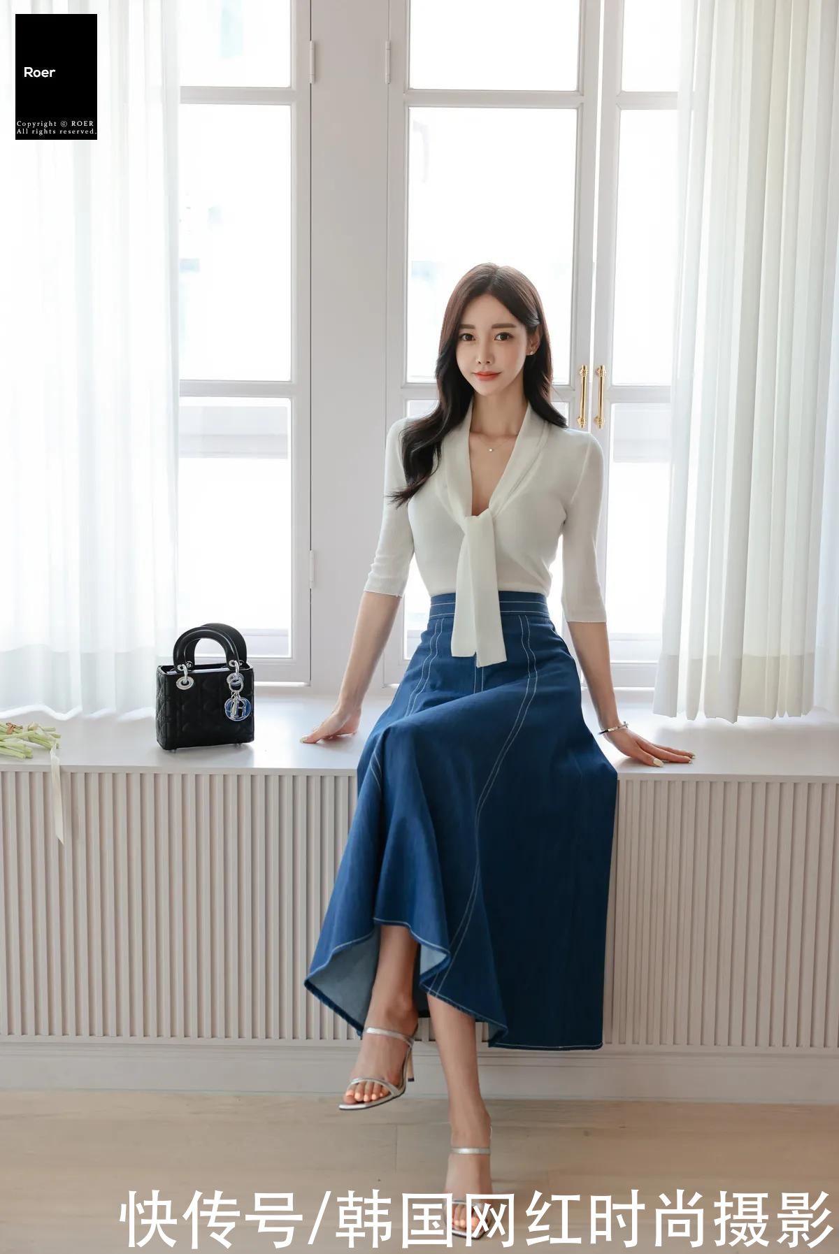 纱裙|女神孙允珠高清时尚搭配(251)新奥尔良都市牛仔斜衩柔纱裙