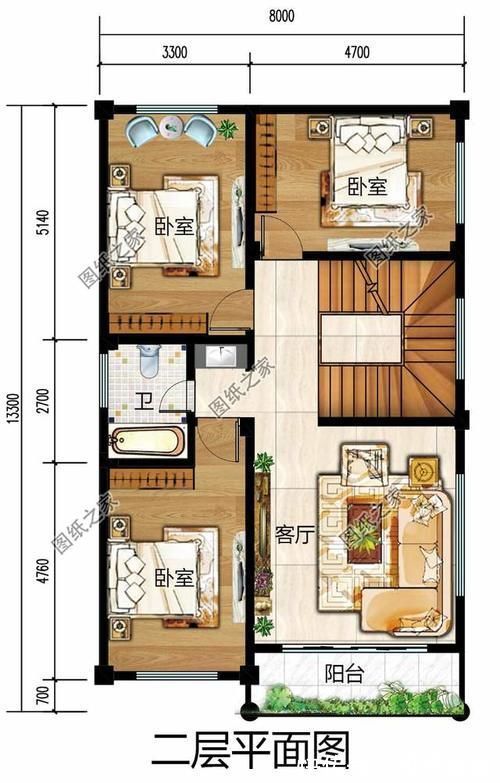 别墅|农村自建房设计图,两开间的户型也可以盖的很大气,清新有范