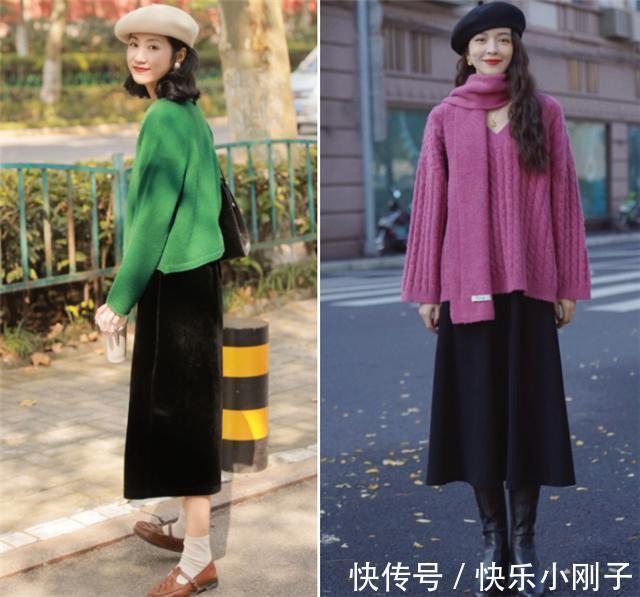 身材比例 毛衣搭配半身长裙，冬天就该这么穿，洋气显瘦，让你遇见最美的自己
