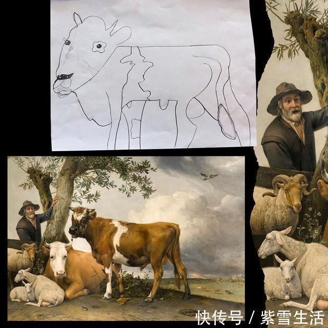 花式秀!儿子画成什么样,爸爸就能P成什么样子,花式秀父爱坐拥百万粉丝