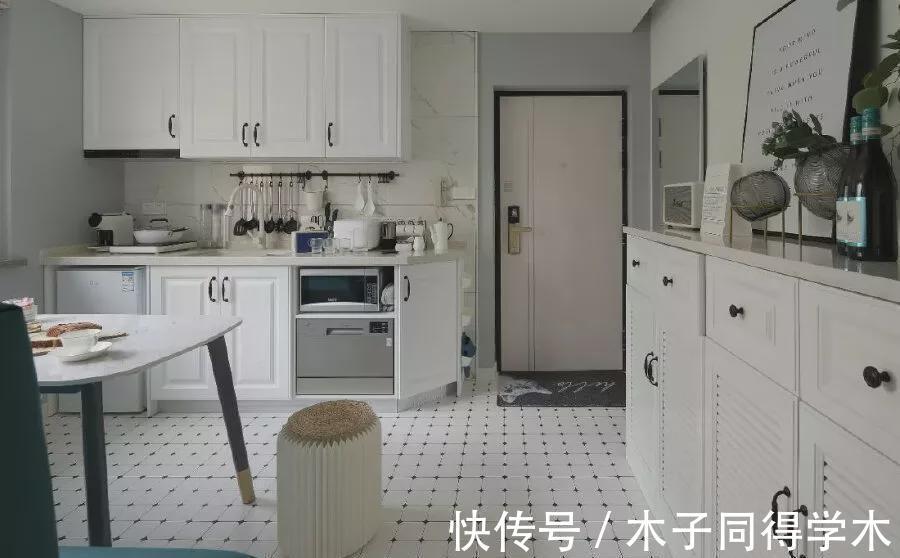 厨房|50㎡小户型一室改两室,卡座客餐厅设计,变身多功能空间!