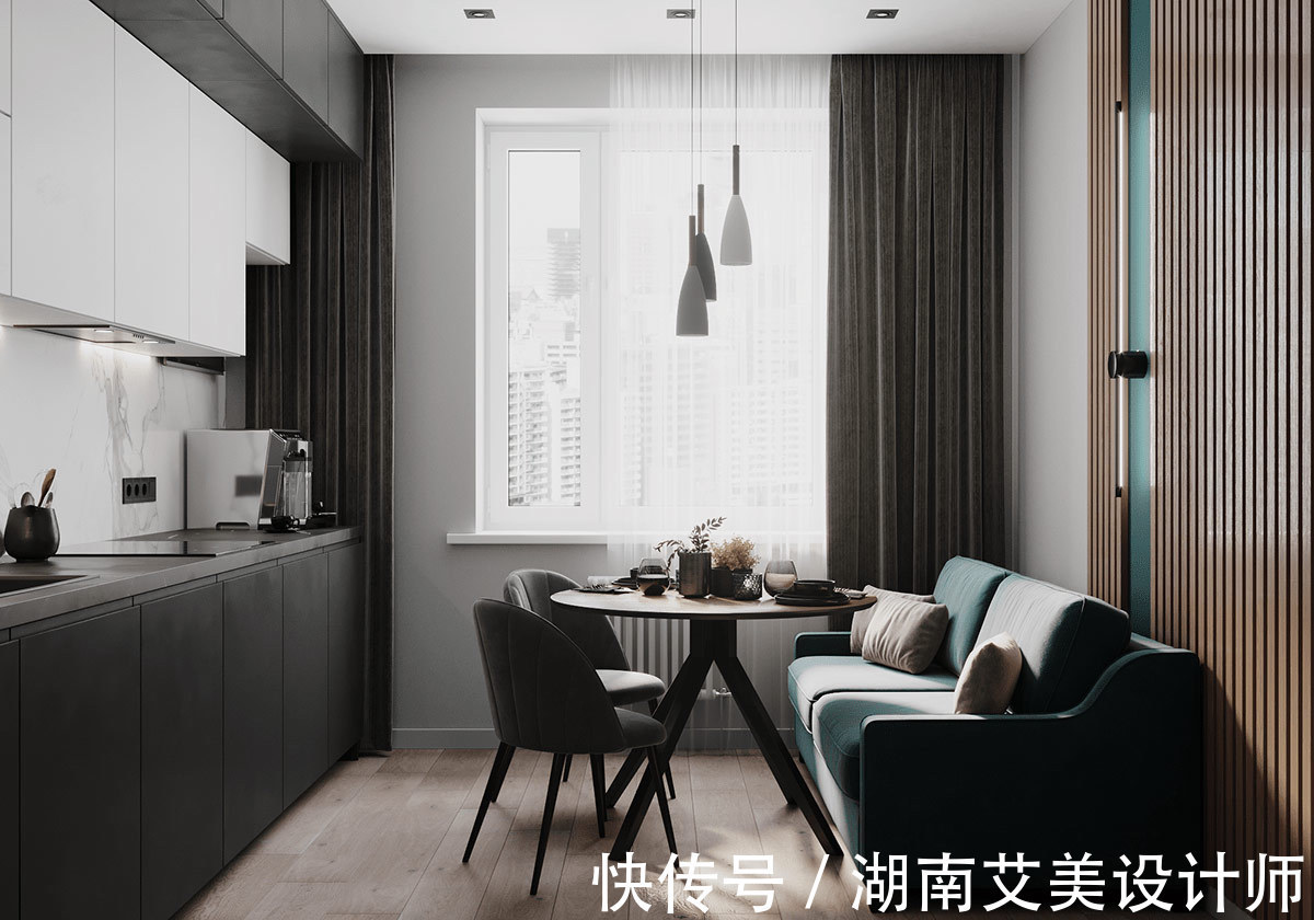 灰色|198平软装设计,深蓝色与灰色的碰撞