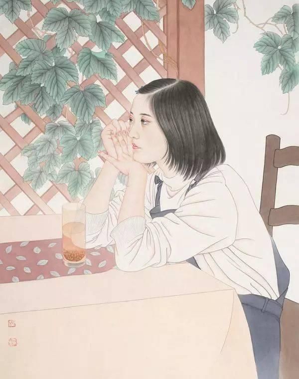 绢本!国画:何家英画笔下的怜怜女儿态,不同寻常的美感!