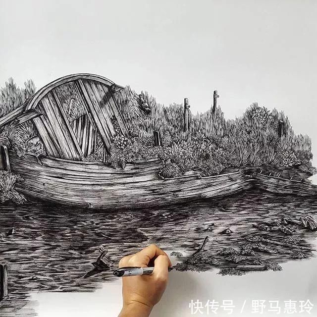 景观#一幅画用掉上百支笔，看到最后成果这么震撼，也就不觉得心疼了