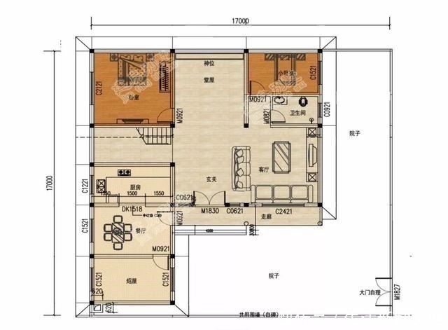 自建房|带庭院的两层自建房,中式风格设计,这日子过得安逸!