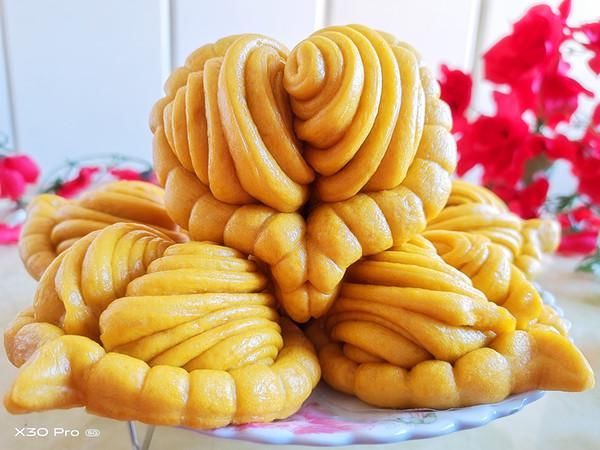 发酵|南瓜心形花卷(一次发酵)