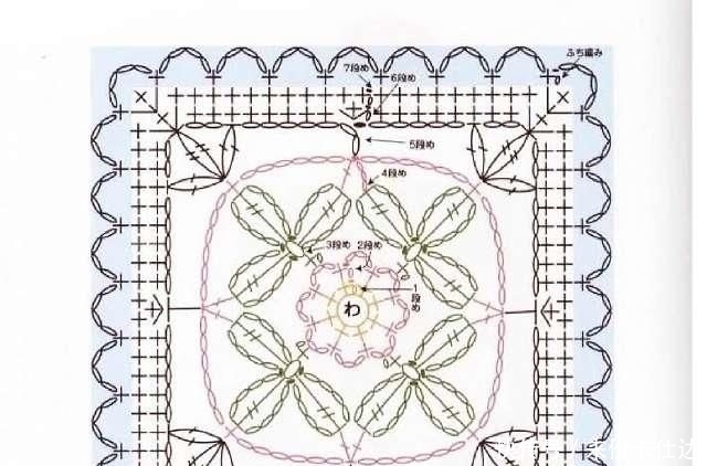 图解|多款四边形钩针花片,都有图解说明,喜欢就拿走