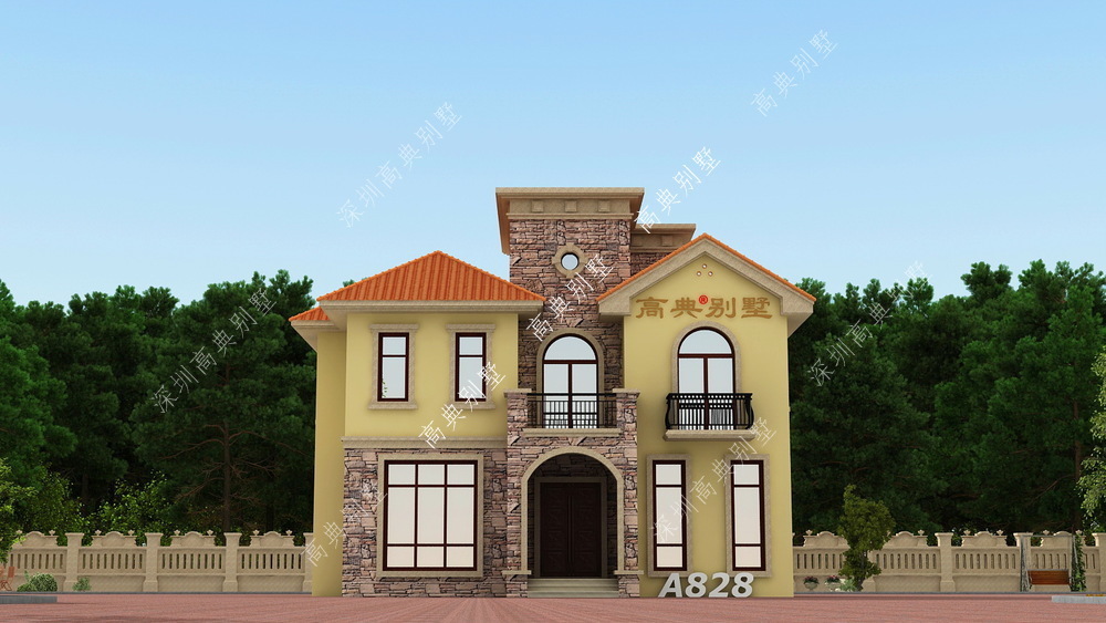 住房|带堂屋的欧式别墅，适应不同家庭住房需要，建筑立面很简单。