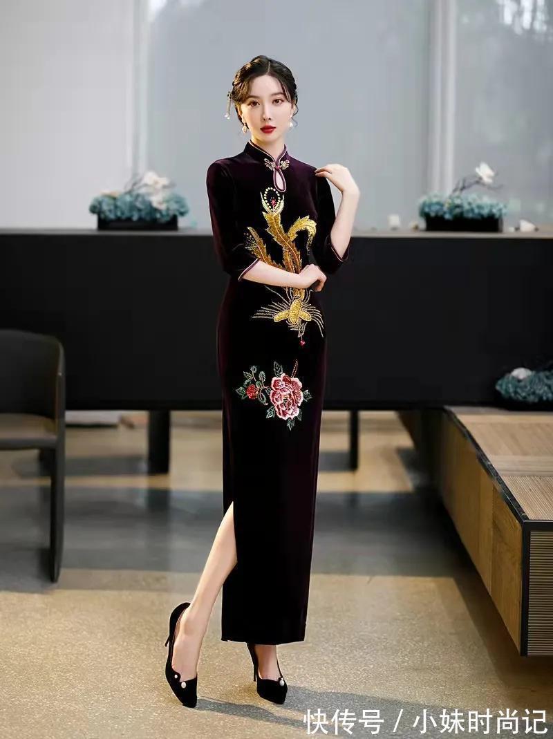 古典 初秋时尚丝绒旗袍,低调之中而不失奢华,高贵典雅绝对眼压全场!