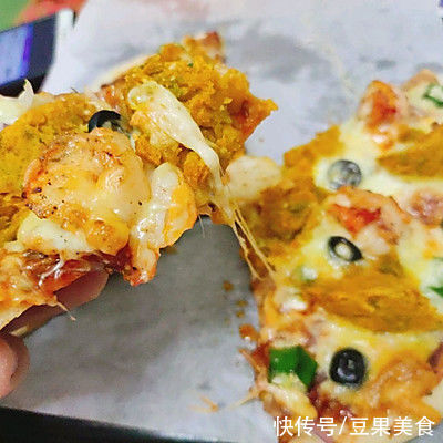 橄榄|大虾南瓜PIZZA 外脆内软的薄饼披萨配方来了