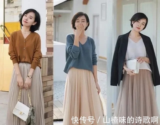 版型 好看又时髦的秋装搭配,学会4种针织衫搭配就够了,简单且实用