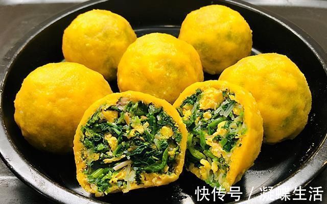 薄皮|玉米面不要做馒头了，加上这种蔬菜，教你做菜团子，薄皮大馅真香