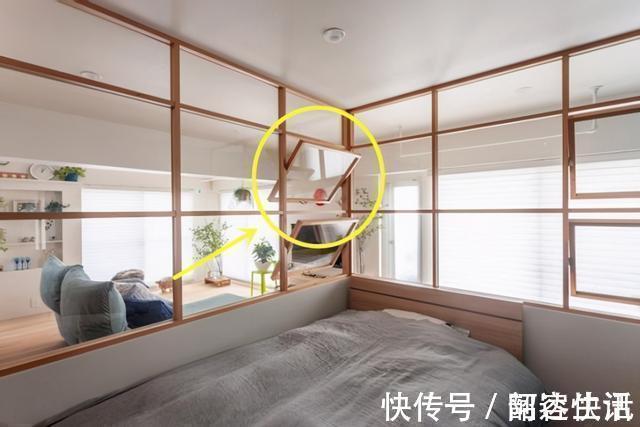 玄关|都是卧室隔断，日本给下方装不到半人高玻璃推拉门，地面当换鞋凳