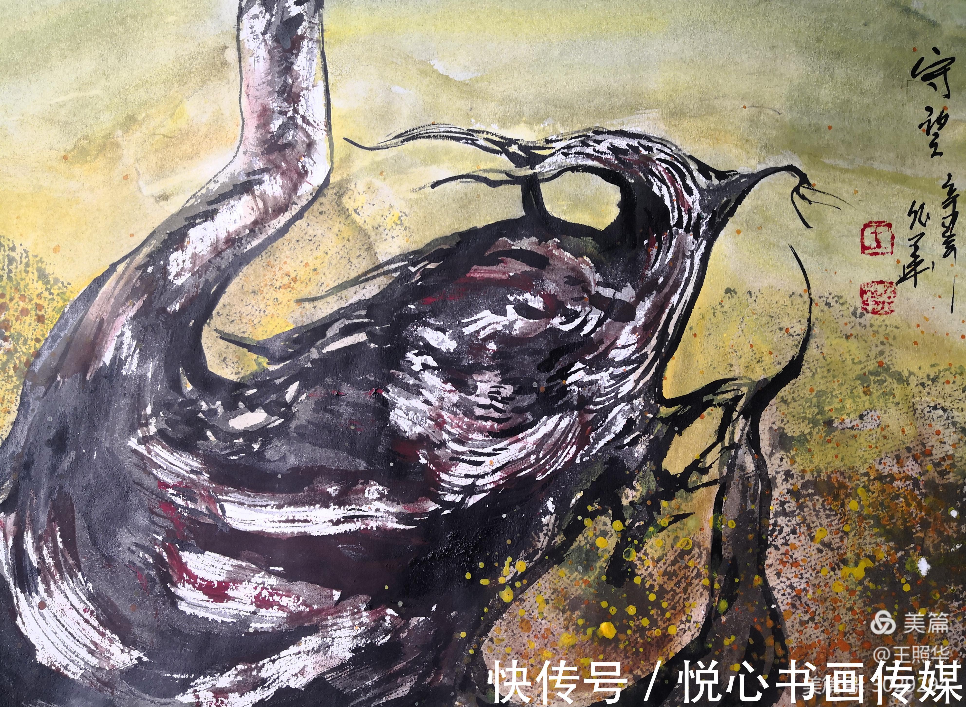 艺术$画里有胡杨,王照华虎年迎春胡杨展《胡杨细語度万年》