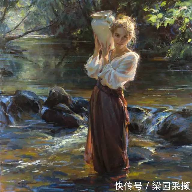  光影|油画里，光影中的美女，一美千年！