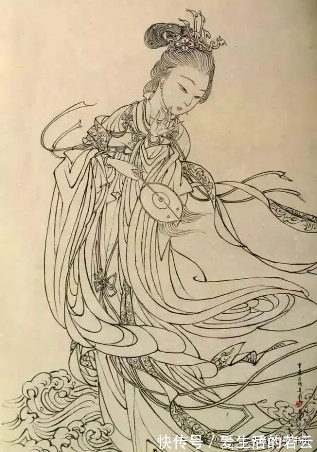 基本功@他的白描被评为“当代第一”,画仕女独辟蹊径