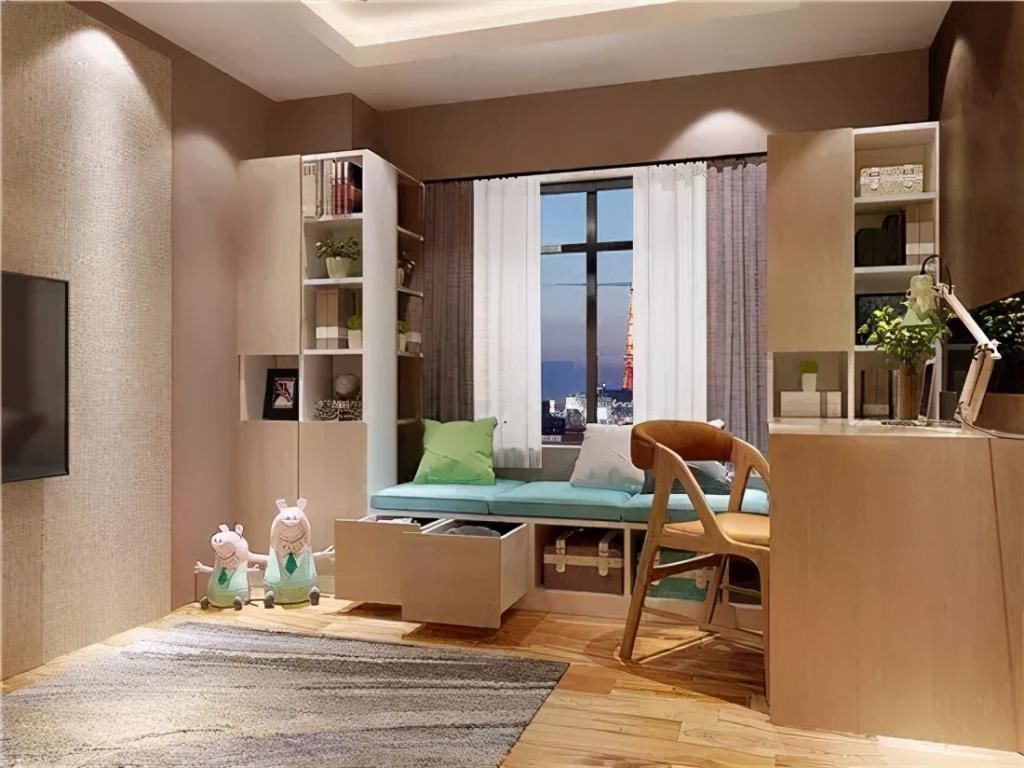 地柜|卧室飘窗空间别再浪费了,这样设计衣柜、书桌都有了,2平当4平用