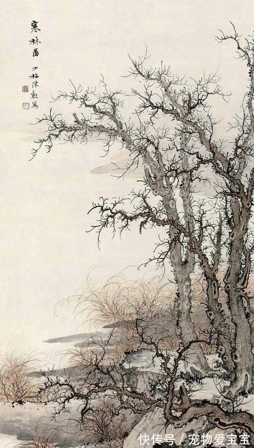 听泉图@清逸淡雅，清劲洒脱，陈少梅山水画一组