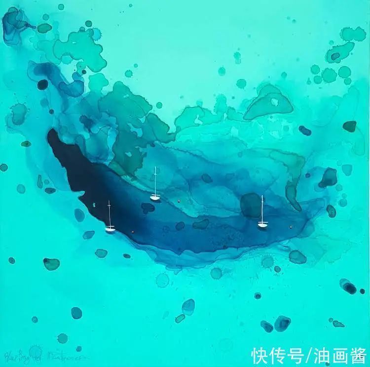 尤莉娅!她的画只有一滩稀薄的蓝色,简单到了极致,同时也美到了极致