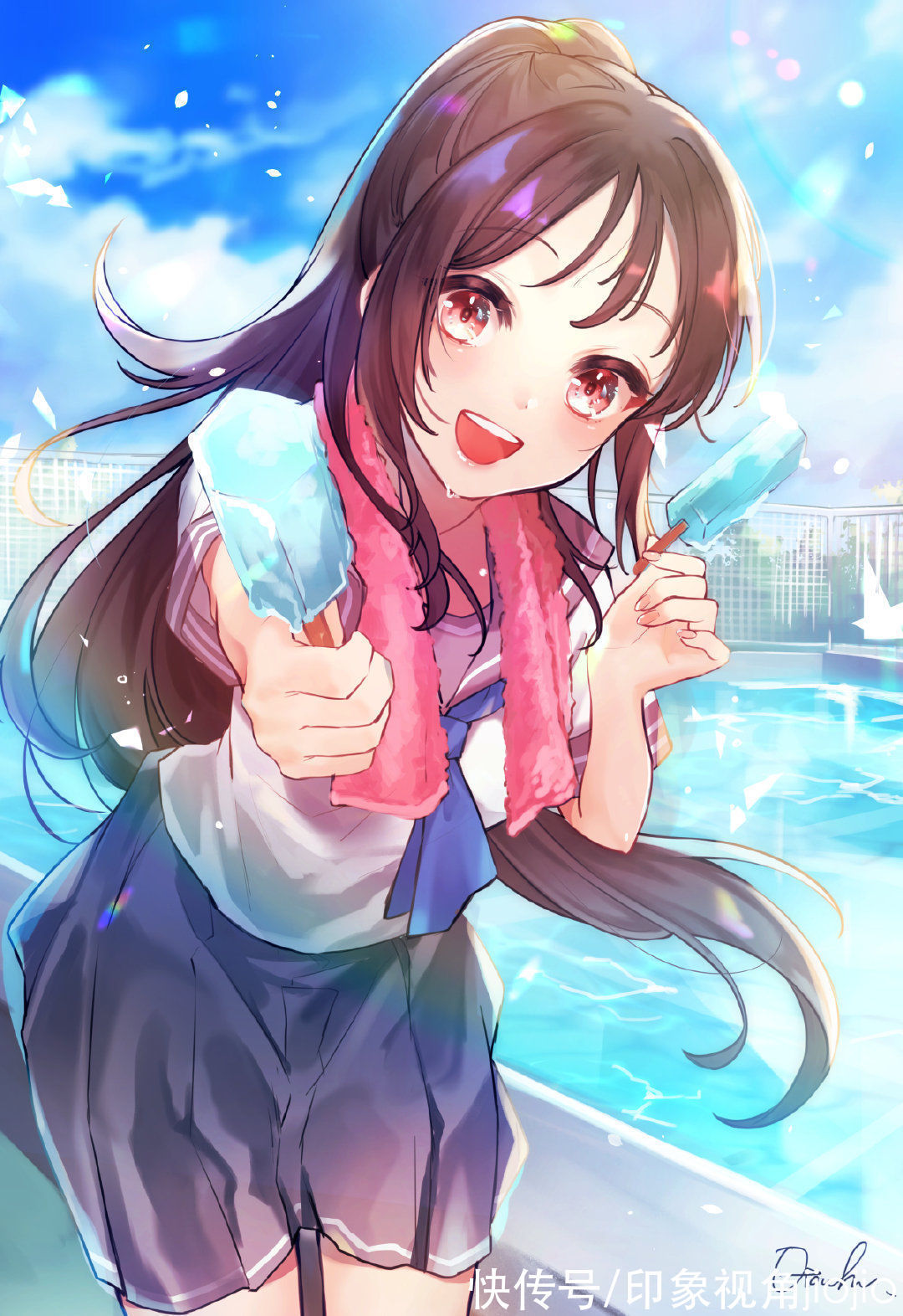 插画作品$甜美风十足的漂亮少女插画,配色梦幻华丽