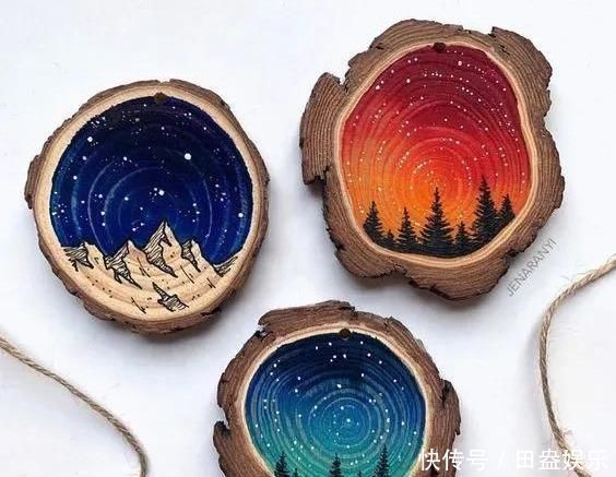 废弃的木头切成了片,竟然这么多地方都用得到,DIY手工绘画