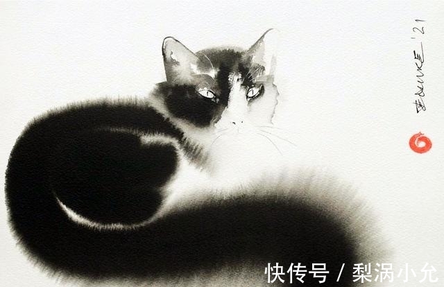 麦穗!水墨是中国传统绘画,老外用它画动物——别说另有一番意境