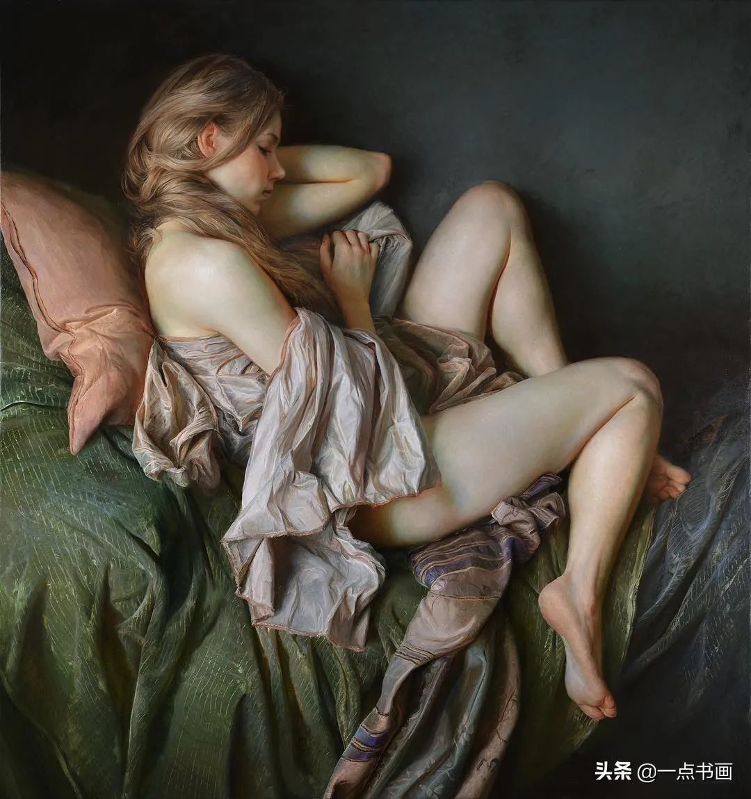 绘画|她痴迷于画那些睡觉觉的美女,青春清纯,宁静唯美