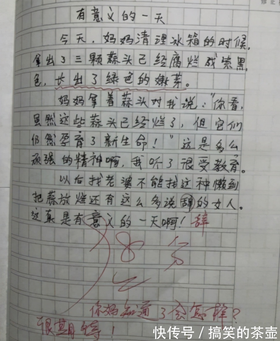 我的妈妈!小学生作文《勤劳的妈妈》,看完笑出鹅叫,爸爸:家丑不可外扬