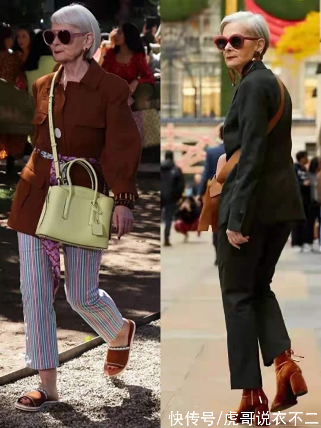 头发|头发花白满脸皱纹又怎样？68岁奶奶用时髦穿搭证明，时尚无关年龄