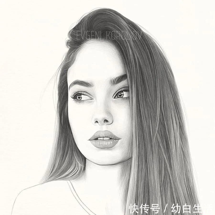 手绘$总被怼素描画得像头盔,瞧她用自动铅笔画,笔笔都是功力,厉害了!